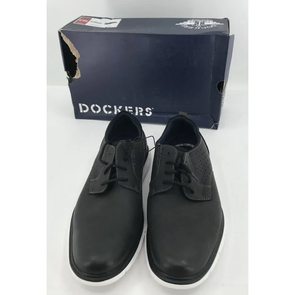 Dockers Shoes Mens Size 10.5 Frontera 24 Black‎ Faux Leather Lace Up